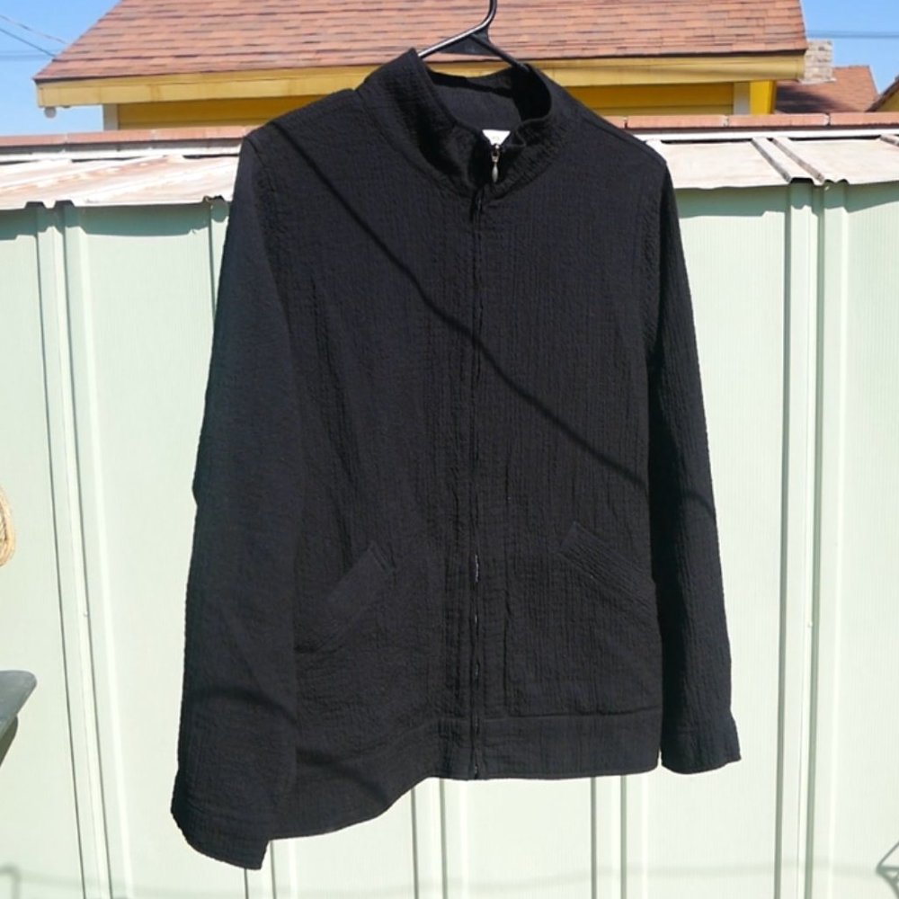 Exofficio Black Rayon Zip-Up Jacket Large